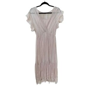 LARA GUIDOTTI Italy Silk Short Sleeve Midi Dress Mauve S